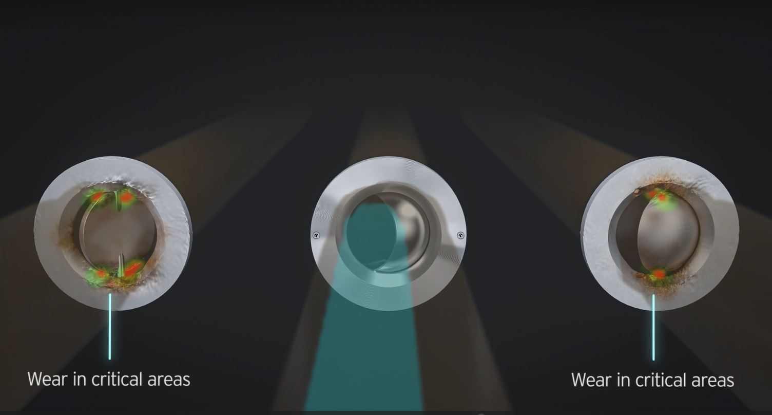 Thumbnail Technical feature 1 Elliptical to circular throttling edge -wear in critical areas wear in critical areas
